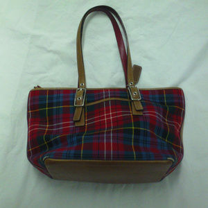 Vtg Coach Koochi Tartan Wool 2 handle Tote